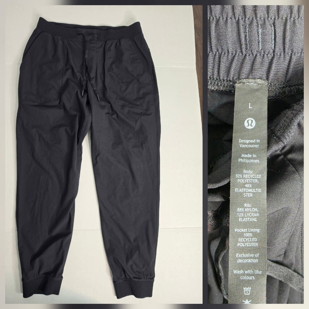 Lululemon Pants Mens SZ L ABC Jogger Black Warpstreme Pull-On M5AMZS